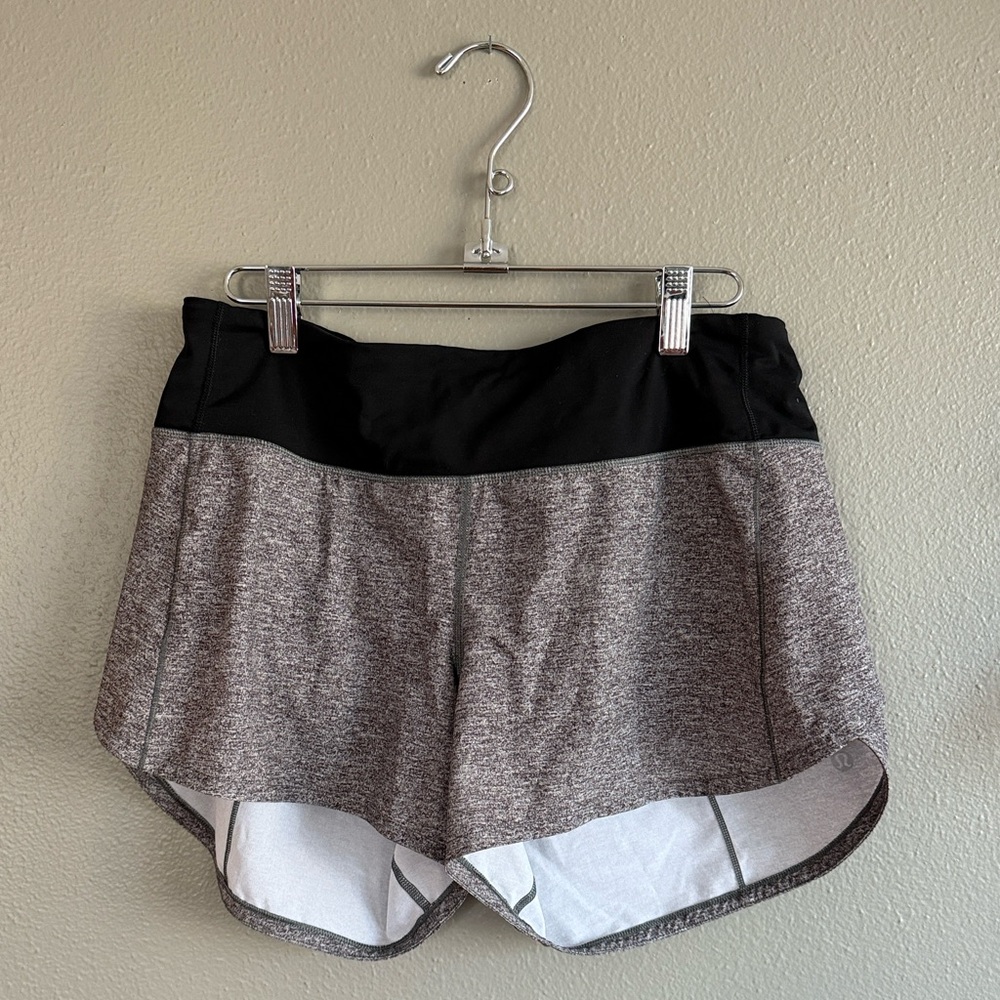 lululemon Run Speed Shorts Gray Black Running Athletic 8 - Picture 2 of 5